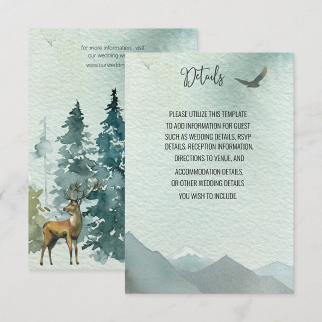 Forest Wonder Rustic Pine Wedding Details Card (Front/Back)