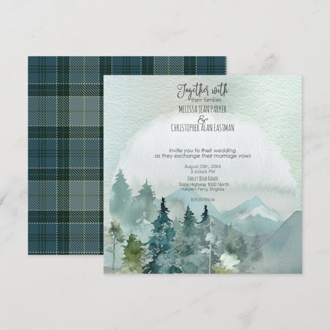 Forest Wonder Rustic Square Wedding Invitation (Front/Back)
