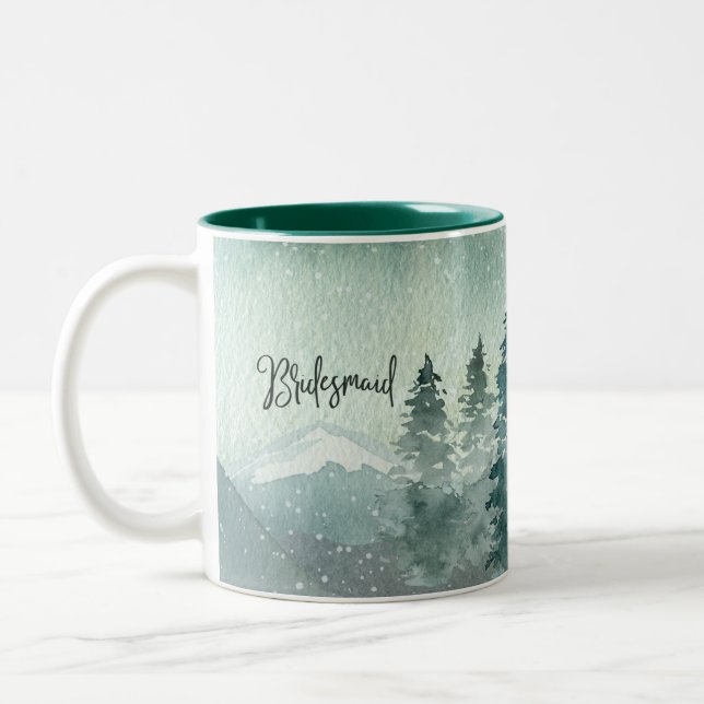 Forest Wonder Wedding Memory Bridesmaid Two-Tone Coffee Mug (Left)