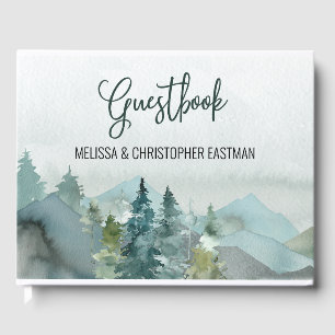 Forest Wonder Wedding Memory Guestbook Monogram