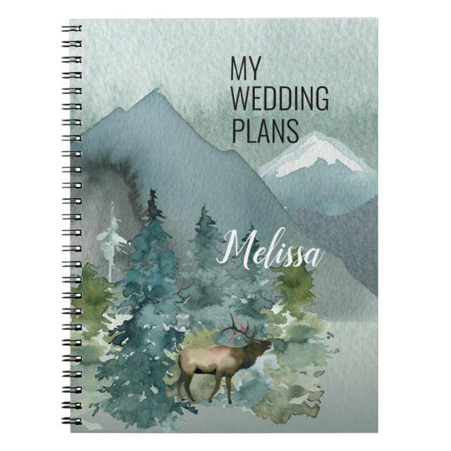 Forest Wonder Wedding Planner Name Notebook (Front)