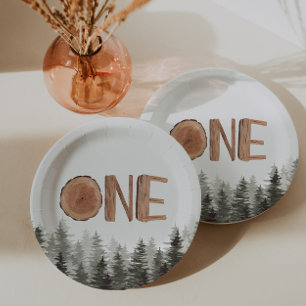 forest Wood 1st Birthday  Paper Plate