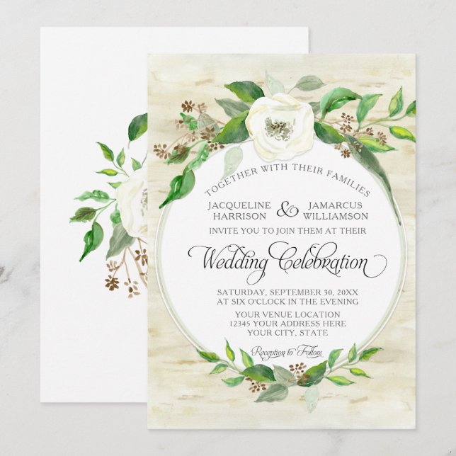 Forest Wood Woodland BOHO Fall Summer Watercolor Invitation (Front/Back)