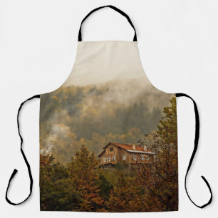 Forest Wooden House: Tranquil Scene Apron