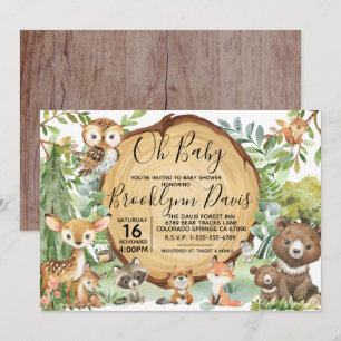 Forest Woodland Animal Baby Shower  Invitation