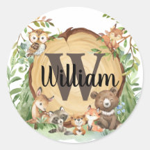 Forest Woodland Animal Monogram Sticker