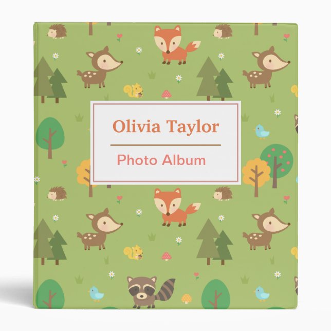 Forest Woodland Animal Pattern For Kids Binder (Front)
