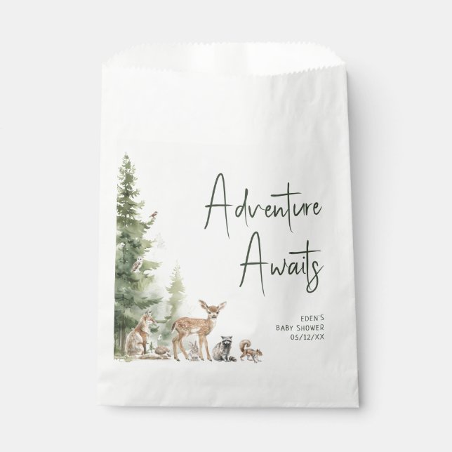 Forest Woodland Animals Adventure Awaits Favour Bag (Front)