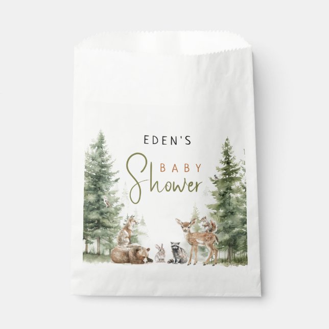 Forest Woodland Animals Baby Shower Favour Bag (Front)