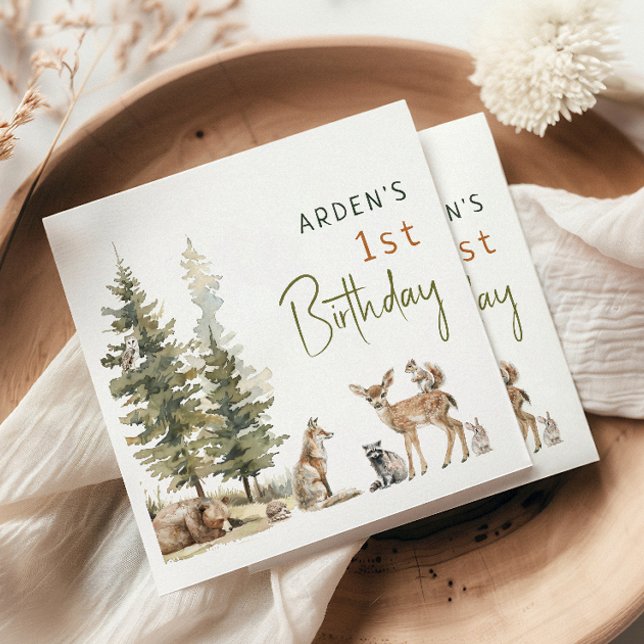 Forest Woodland Animals Birthday Party Napkins (Creator Uploaded)
