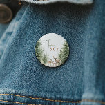Forest Woodland Animals Gender Reveal Team Boy 2 Inch Round Button<br><div class="desc">Introducing our forest woodland animals gender reveal team boy button – perfect for a cute and whimsical celebration! Featuring a modern watercolor forest theme with adorable creatures like a fox, brown bear, bunny, and deer, it's great for a gender-neutral shower. This bohemian design sets a sweet and simple scene with...</div>