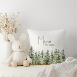 Forest Woodland Animals Mama Throw Pillow<br><div class="desc">Introducing our forest woodland animals Mama throw pillow – perfect for a cute and whimsical celebration! It features a modern watercolor forest theme and's great for a gender-neutral shower. This bohemian design sets a sweet and simple scene with its natural landscape of green trees. Ideal for welcoming a little boy...</div>