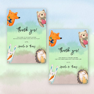 Forest woodland animals - thank you baby shower card