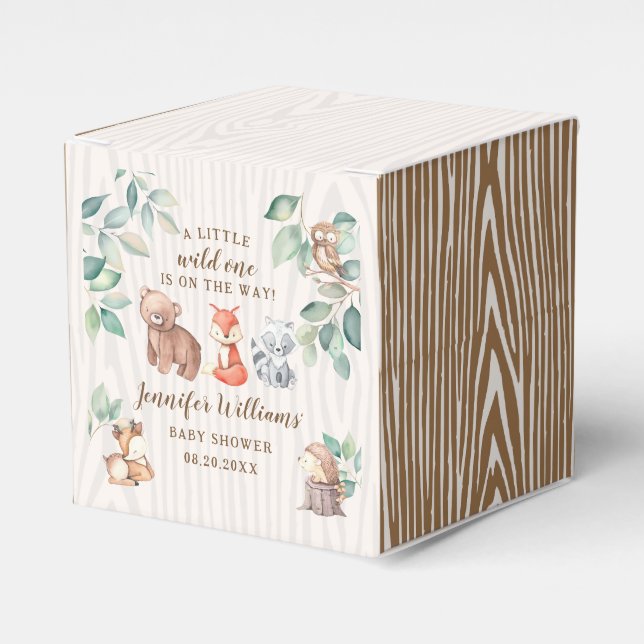 Forest woodland baby boy shower candy favour boxes (Front Side)