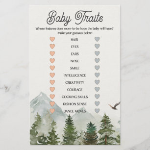 forest woodland baby traits baby shower game 