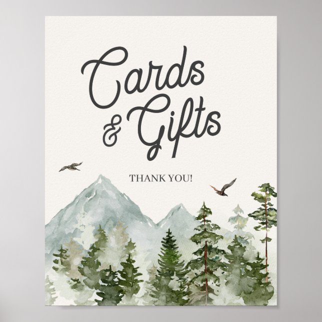 Forest woodland cards and gifts party sign (Front)