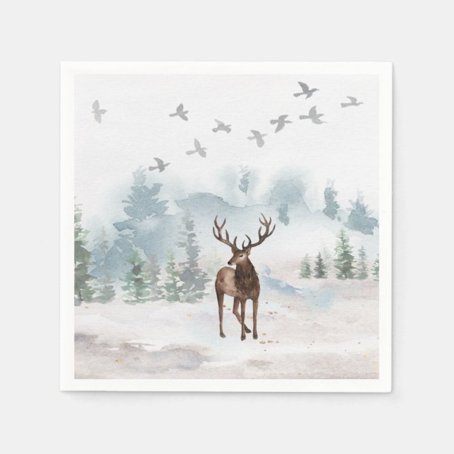 Forest Woodland Deer Napkin (Front)