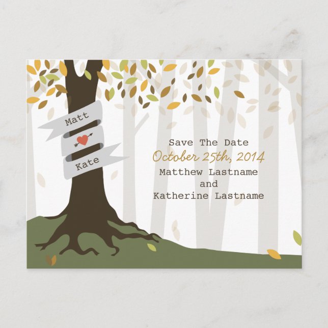 Forest / Woodland Fall Save The Date Postcard (Front)