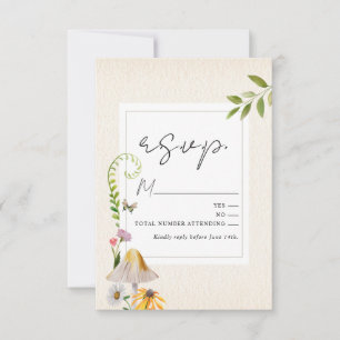 Forest Woodland Floral Mushroom Wedding RSVP