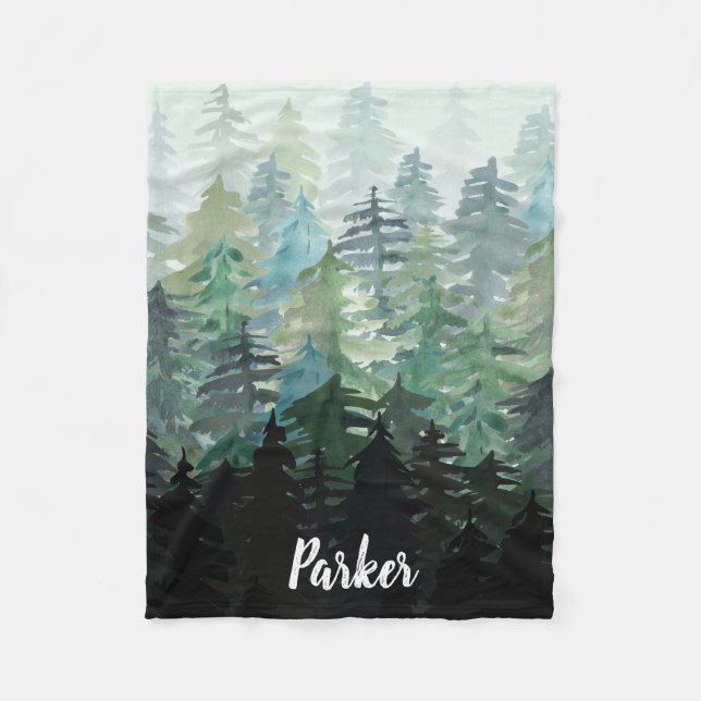 Forest Woodland pine tree rustic  blanket (Front)
