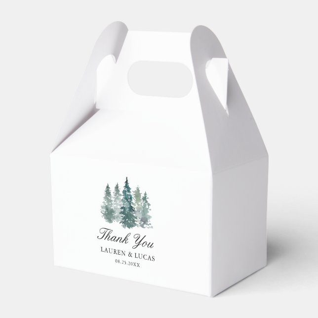 Forest Woodland Trees Pine Thank You Favor Box (Front Side)
