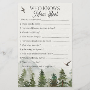 forest woodland who knows mom best baby shower