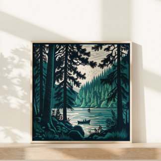 Forest Woods Nature Camping Northern Landscape Poster