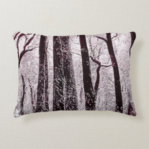 FOREST WOODS SNOWY WINTER SCENERY  ACCENT PILLOW