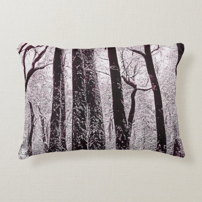 FOREST WOODS SNOWY WINTER SCENERY  ACCENT PILLOW (Front)