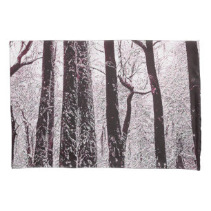 FOREST WOODS SNOWY WINTER SCENERY PILLOWCASE