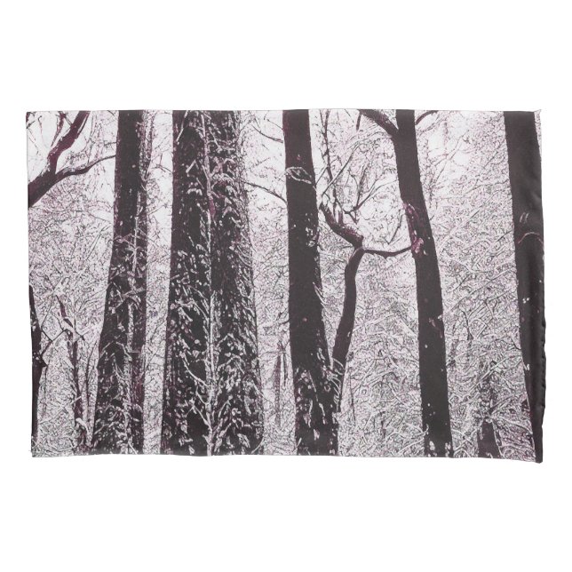 FOREST WOODS SNOWY WINTER SCENERY  PILLOWCASE (Front)