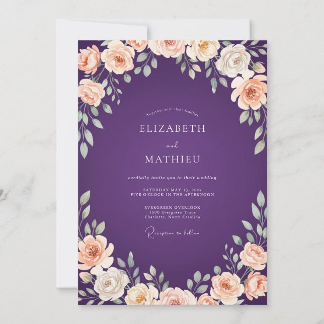 Forest Yellow Peony Wedding Invitation (Front)