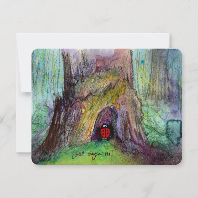 Forestcore Ladybug Just Sayin Hi Notecard (Front)