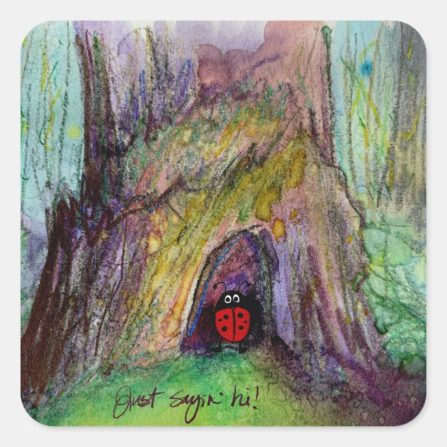 Forestcore Ladybug Just Sayin Hi Stickers (Front)