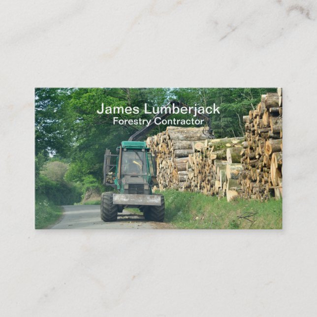 Forestry industries logging tractor business card (Front)