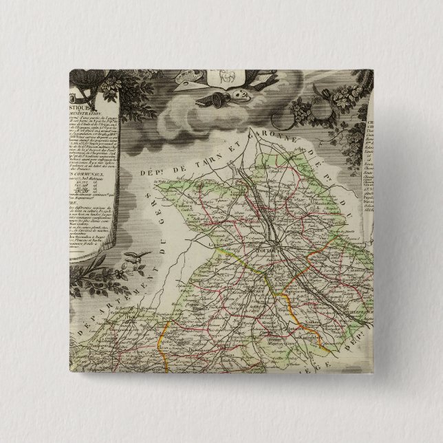 Forests, cities, towns 2 inch square button (Front)