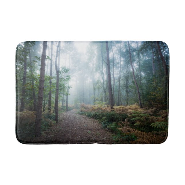 Forests | Dark Foggy Woods Norfolk UK Bath Mat (Front)