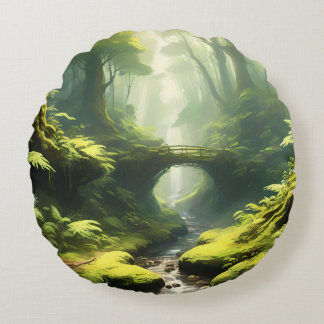 Forest's Embrace Round Pillow
