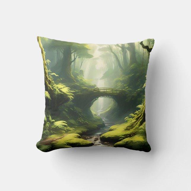Forest's Embrace Throw Pillow (Front)