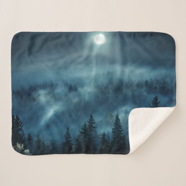 Forests | Moonlit Forest Sherpa Blanket (Front (Horizontal))