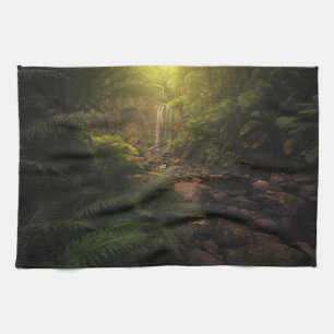 Forests Sunlight Highlights Waterfall Kitchen Towel