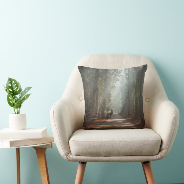 Forests | Woodland Stag Throw Pillow (Chair)