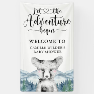 Forêt Adventure Mountains Baby shower Bannière