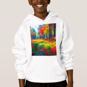Forêt avec des arbres et des fleurs colorés