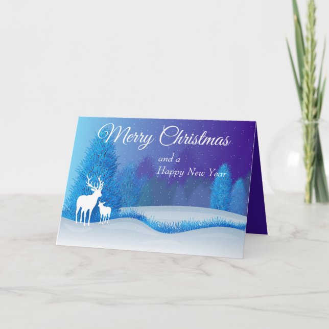 Forêt avec Reindeer Carte de vacances (Devant)