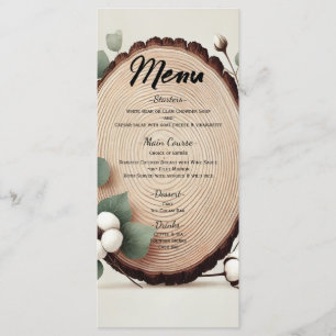 Forêt Bois Eucalyptus Coton Rustique Mariage Menu
