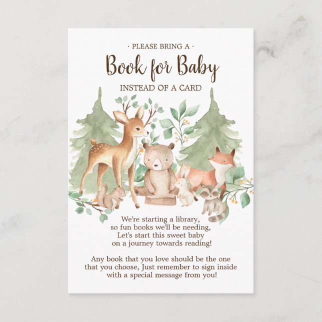 Forêt boisée Animaux Livre pour la carte bébé (Devant)