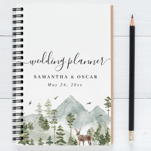 Forêt d'aquarelle Arbres Et Cerfs