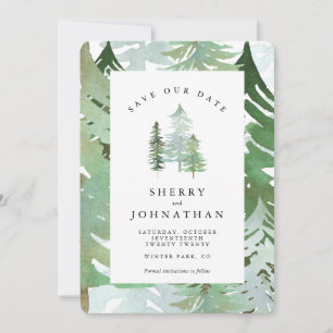 Forêt d'aquarelle économisez notre date faire-part