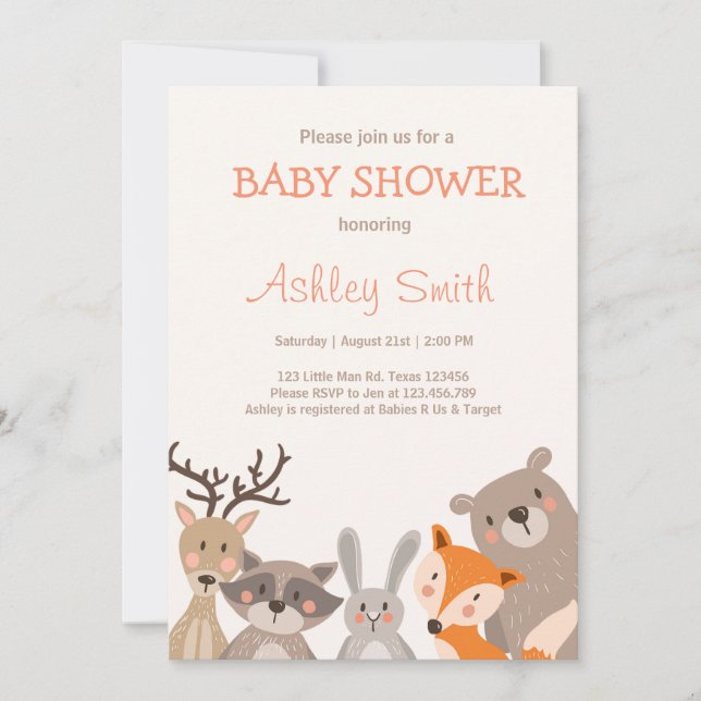 Forêt de Baby showers invitations (Devant)